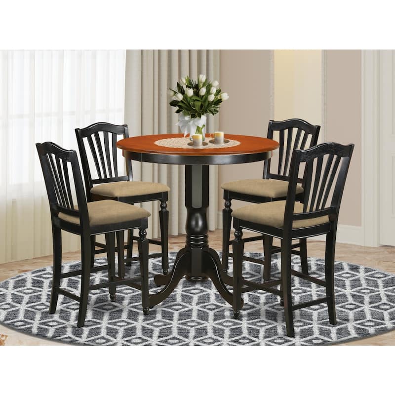 Kitchen Dinette Set 3 Piece Table & Chair Set - Round Pedestal Table & 4 Chairs