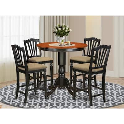 Kitchen Dinette Set 3 Piece Table & Chair Set - Round Pedestal Table & 4 Chairs