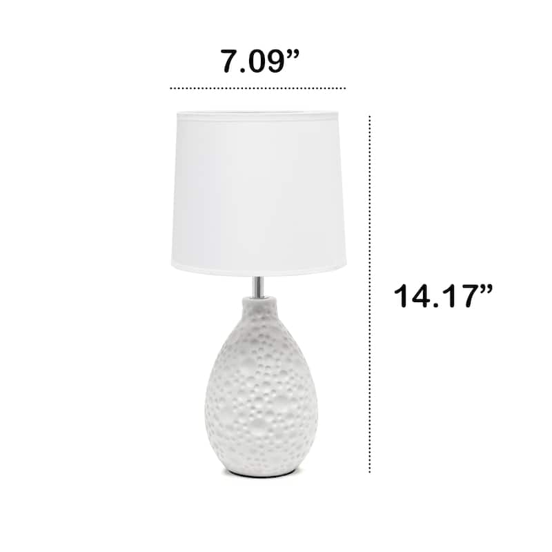 14.17" Textured Tear Drop TableLamp with White Fabric Shade