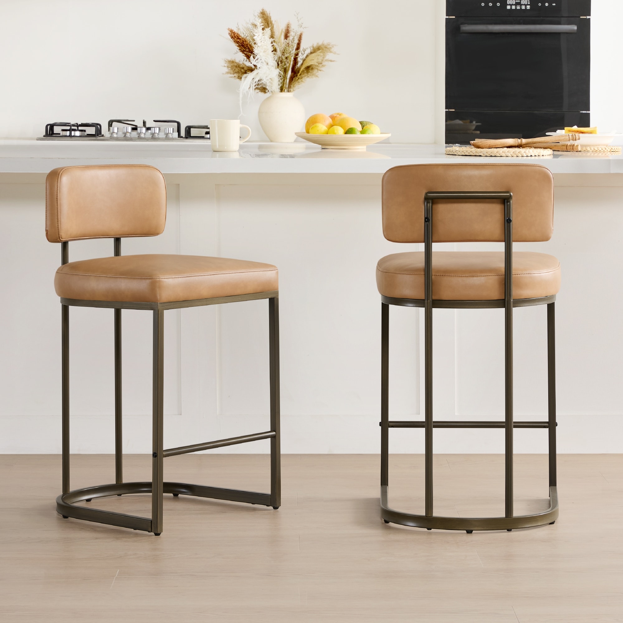 Spruce & Spring Arthur 26" Counter Stool with Brass Frame