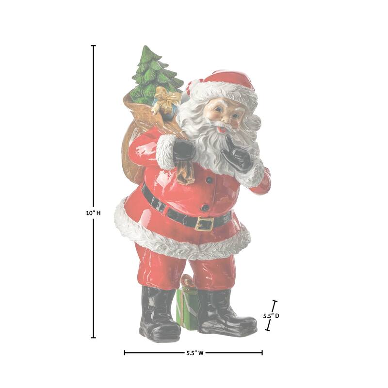 10" Resin Santa With Toy Sack