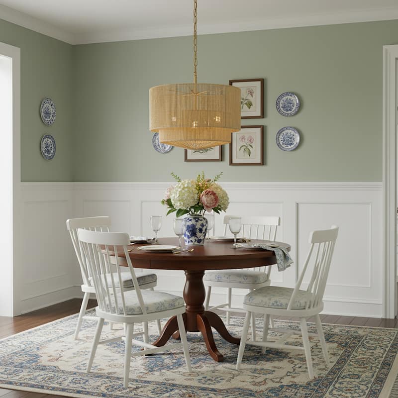 Armida 3-Light Rattan Rope Tiered Drum Pendant, Coastal Boho - Handwoven