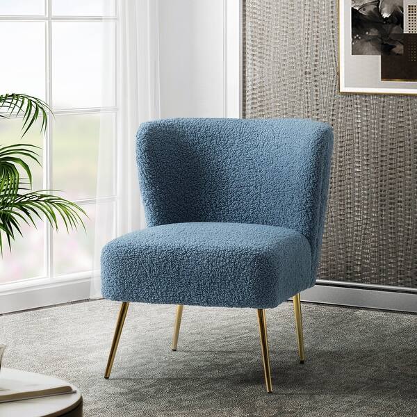 slide 2 of 18, Side Chair with Metal Legs, Polyester Fabric Designed Blue
