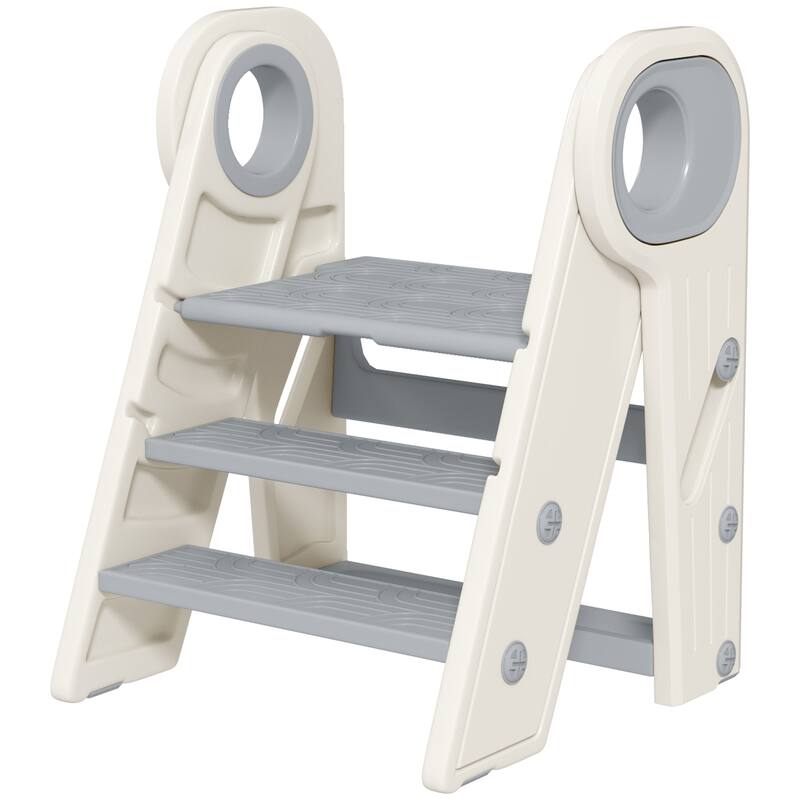 Toddler Tower, Foldable Kitchen Stool Helper for Kids, Adjustable 3 Step Stool with Handles, Non-Slip, Toddler Helper Tower
