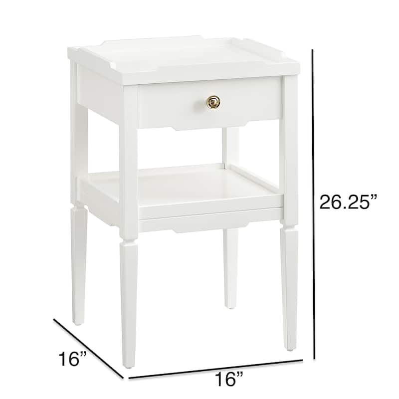 Mid Century Nightstand with Drawer and Lower Shelf Tapered Legs