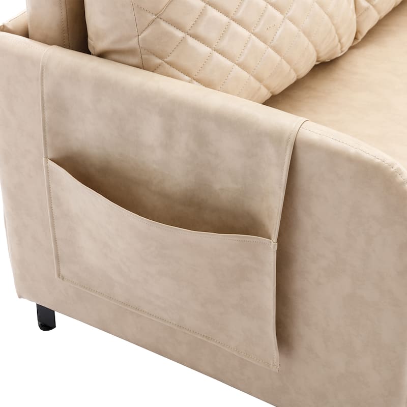 Modern Velvet Loveseat Couch with Pull Out Bed