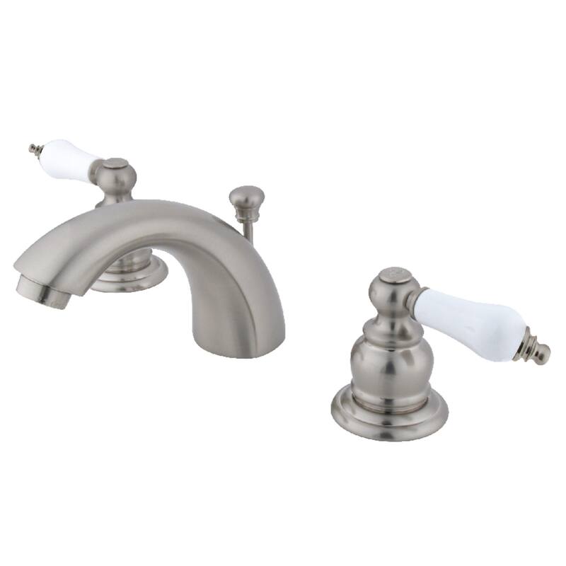 Victorian Mini-Widespread Bathroom Faucet with Retail Pop-Up in Brushed Nickel
