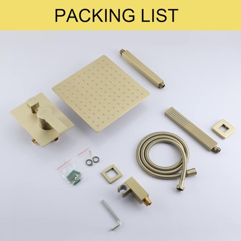CASAINC 10 in. Ceiling Mount Shower Faucet with 360° Swivel in Brushed Gold