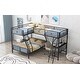 preview thumbnail 4 of 15, L-Shaped Twin over Full Metal Loft Bed with Built-in Desk,Concise Design