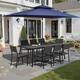 Option Black Table with Navy Blue Umbrella