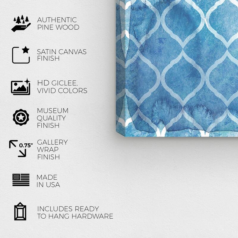 Wynwood Studio Canvas Abstract Macarena Blue and Traditional Wall Art Canvas Print