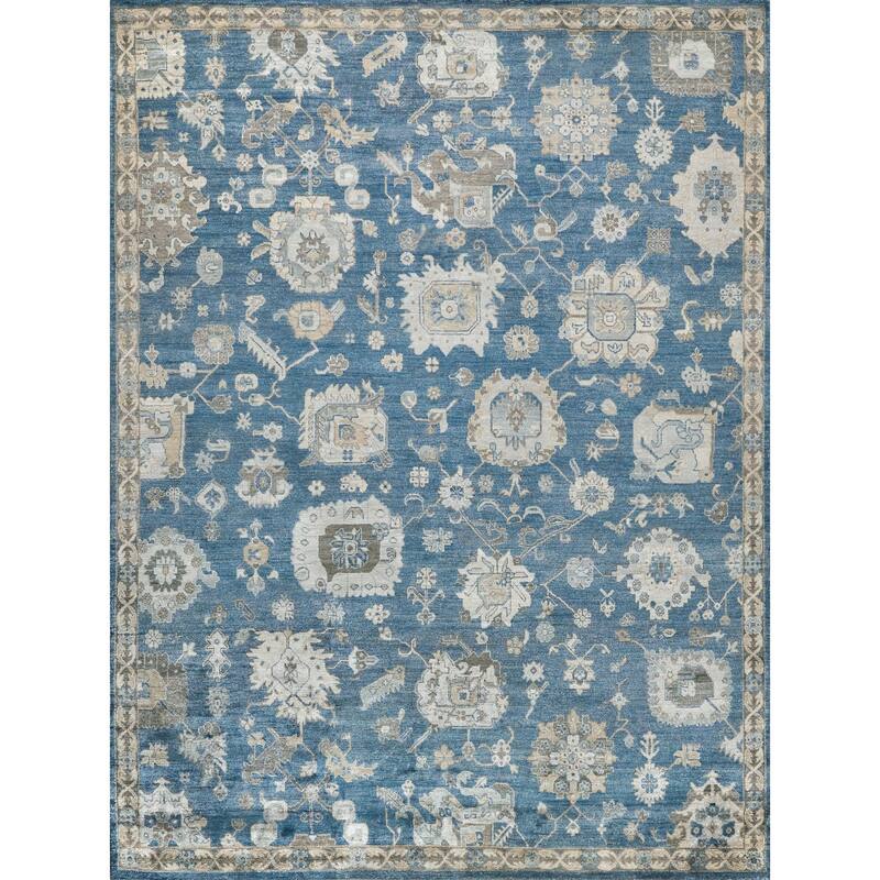 EXQUISITE RUGS Museum Hand-knotted Bamboo Silk Navy Area Rug.