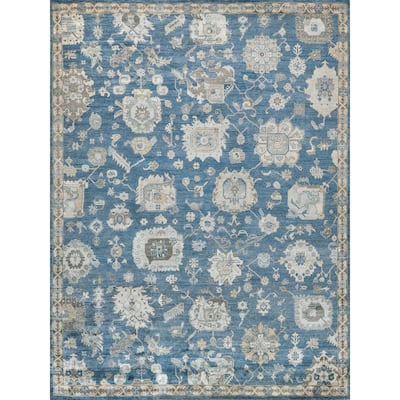 EXQUISITE RUGS Museum Hand-knotted Bamboo Silk Navy Area Rug.