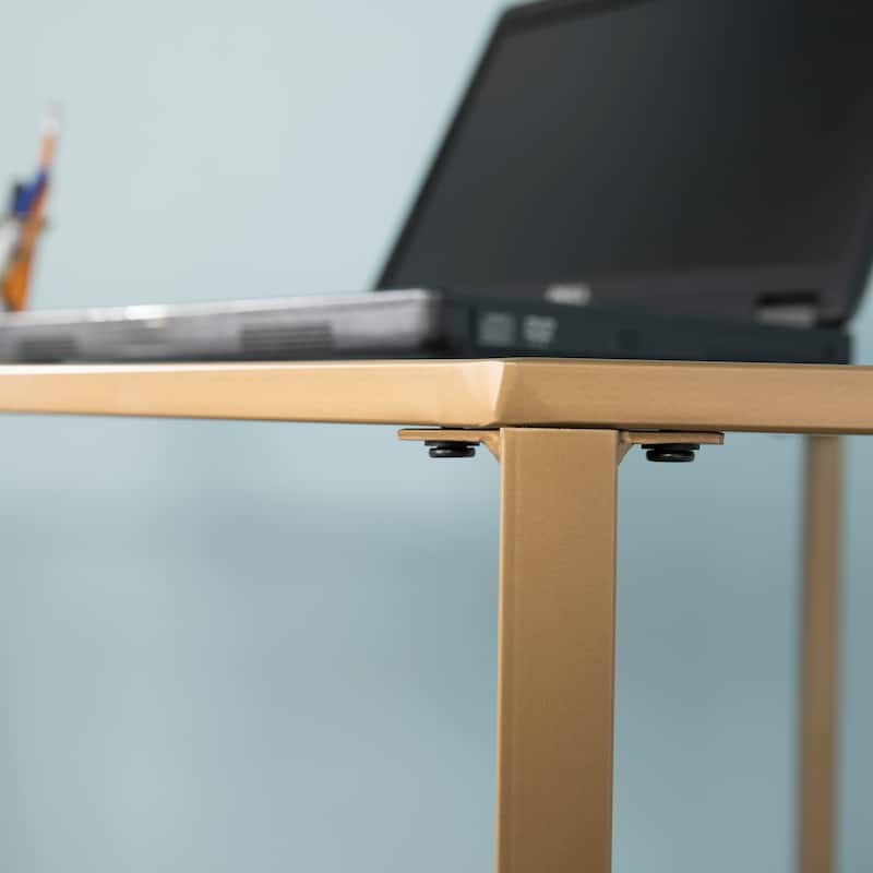 SEI Furniture Kemble Metal/Glass Corner Desk