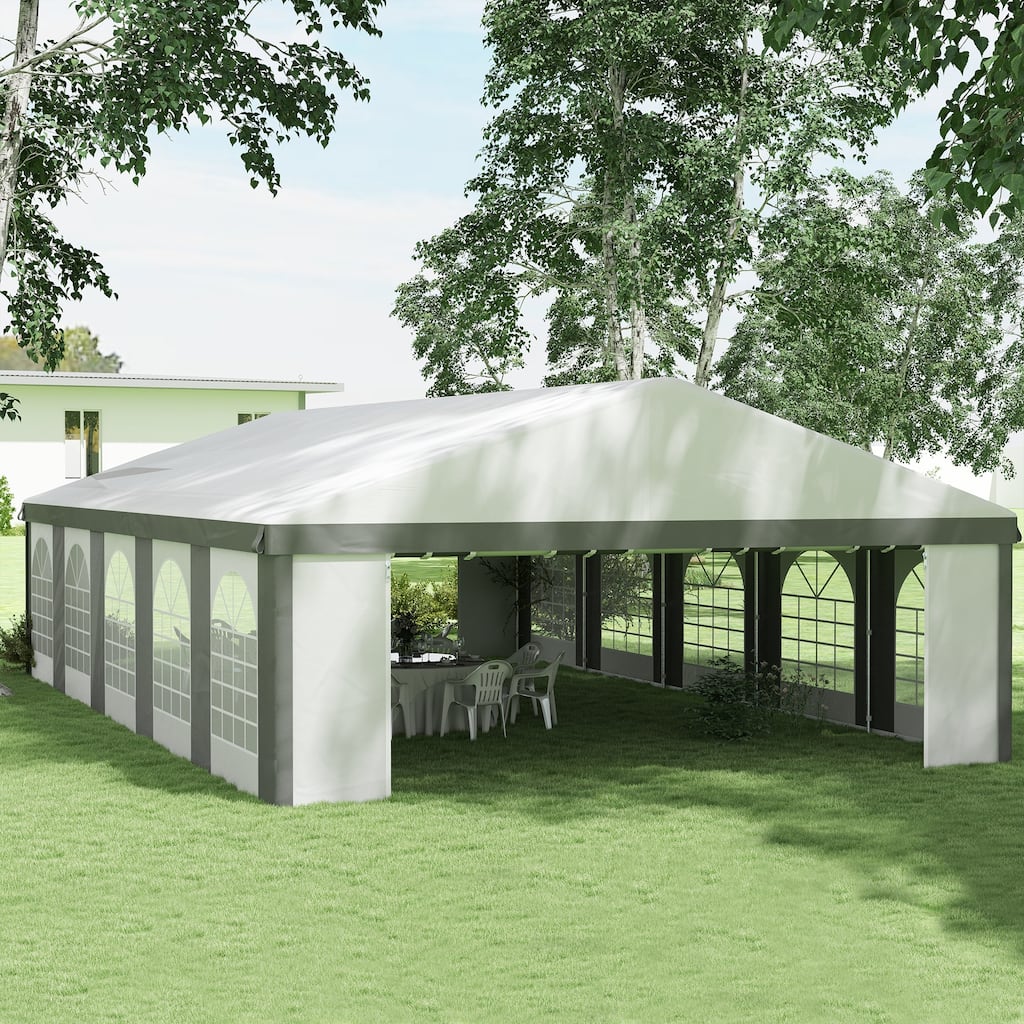Outsunny 20' x 33' Heavy Duty Party Tent & Carport with Removable Sidewalls and Double Doors, Large Canopy Tent, Sun Shade