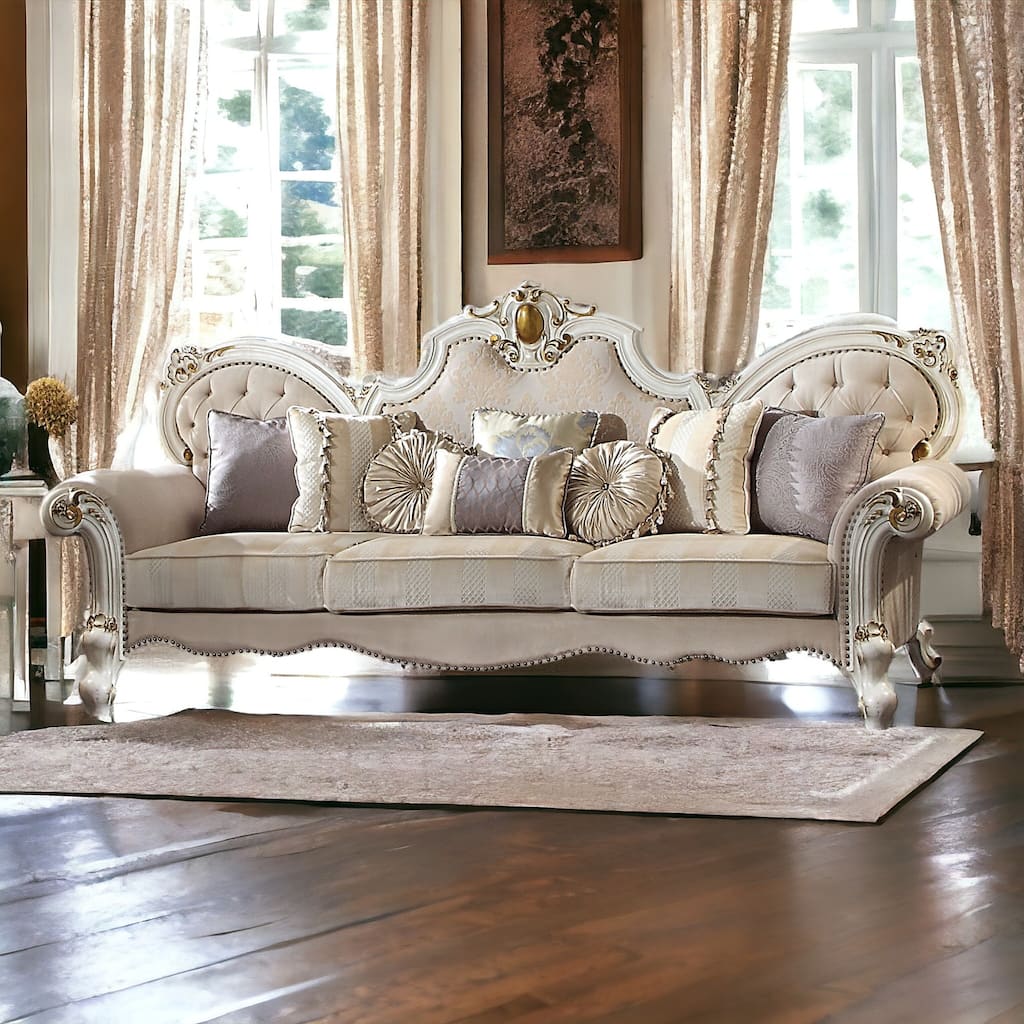 Deveraux Antique Pearl Oversized Sofa with 8-Pillow