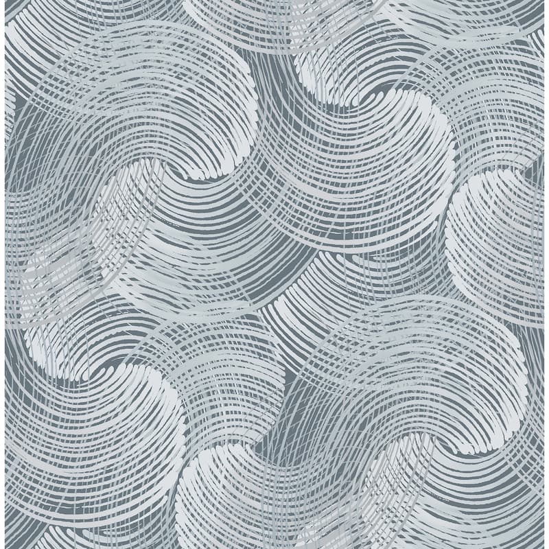 Scott Living Karson Blue Swirling Geometric Wallpaper