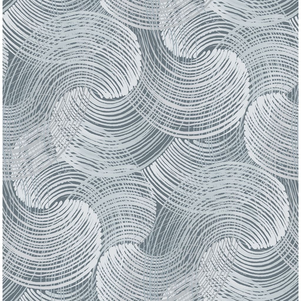 Scott Living Karson Blue Swirling Geometric Wallpaper