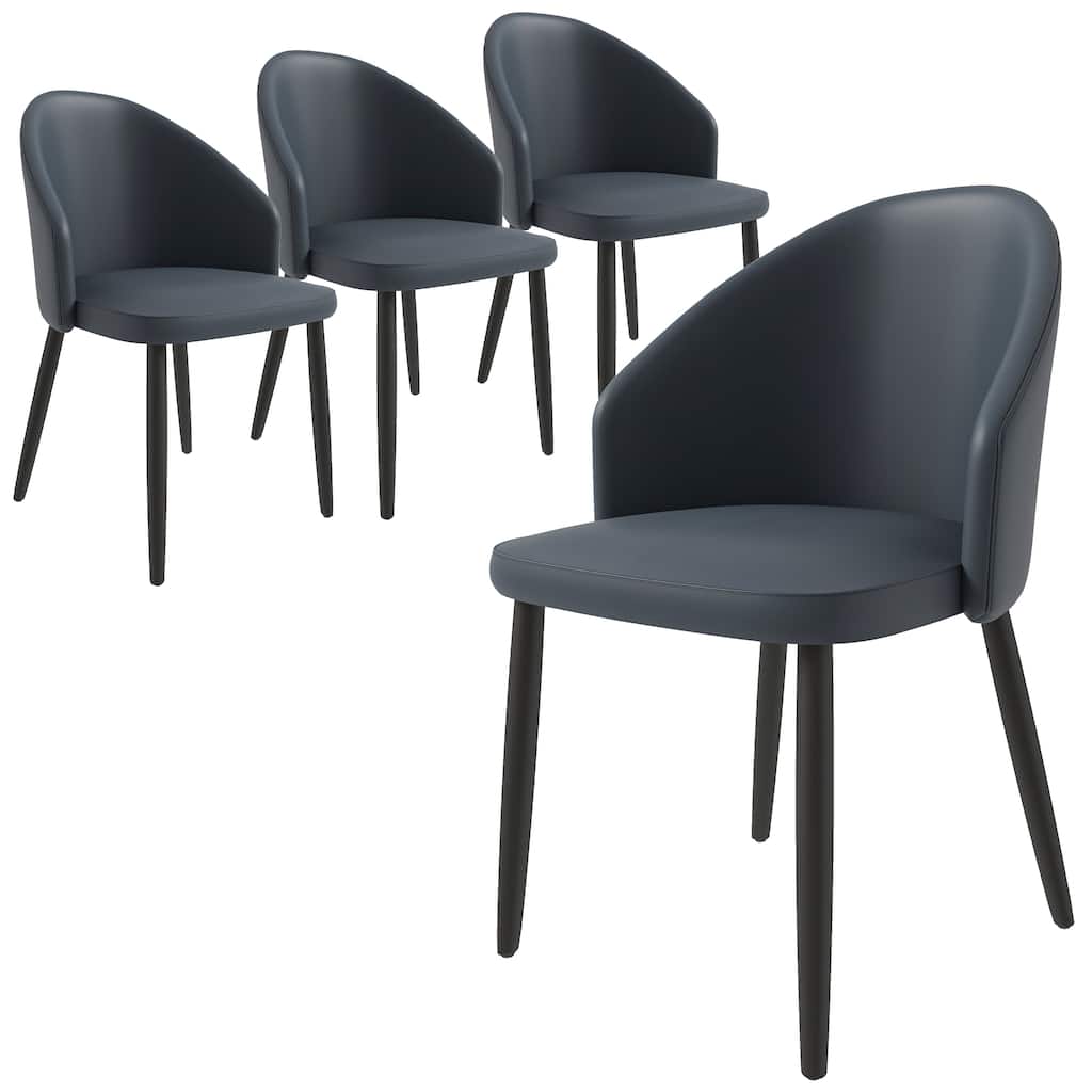 Upholstered Dining Chair in Leather/Fabric/Boucle with Wood Legs Set of 4 Paradiso Collection