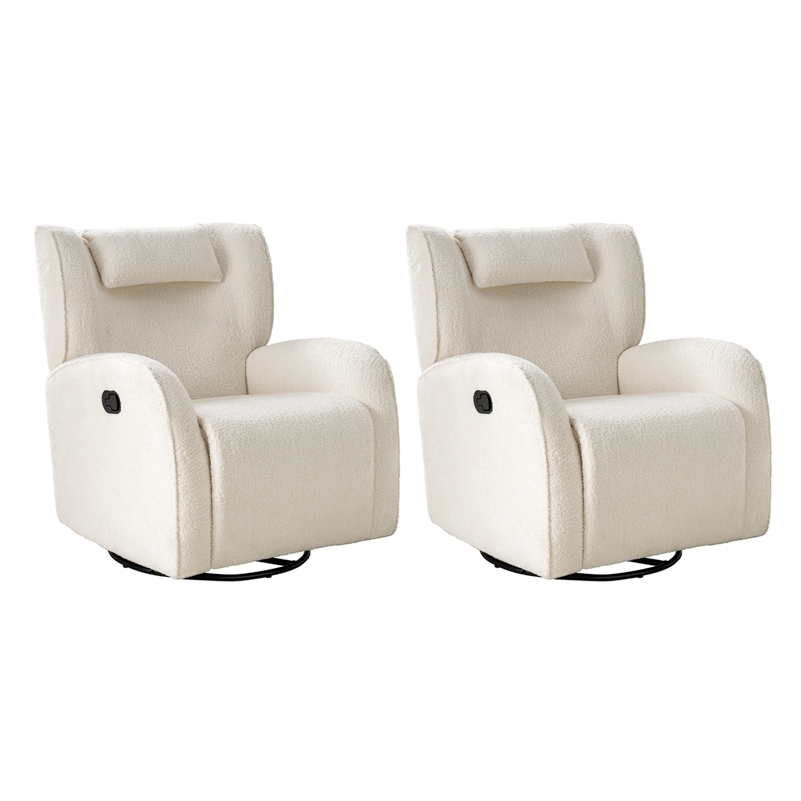 Axel Modern Oversized Swivel Glider Recliner With Wingback And Adjustable Headrest Set of 2 By HULALA HOME