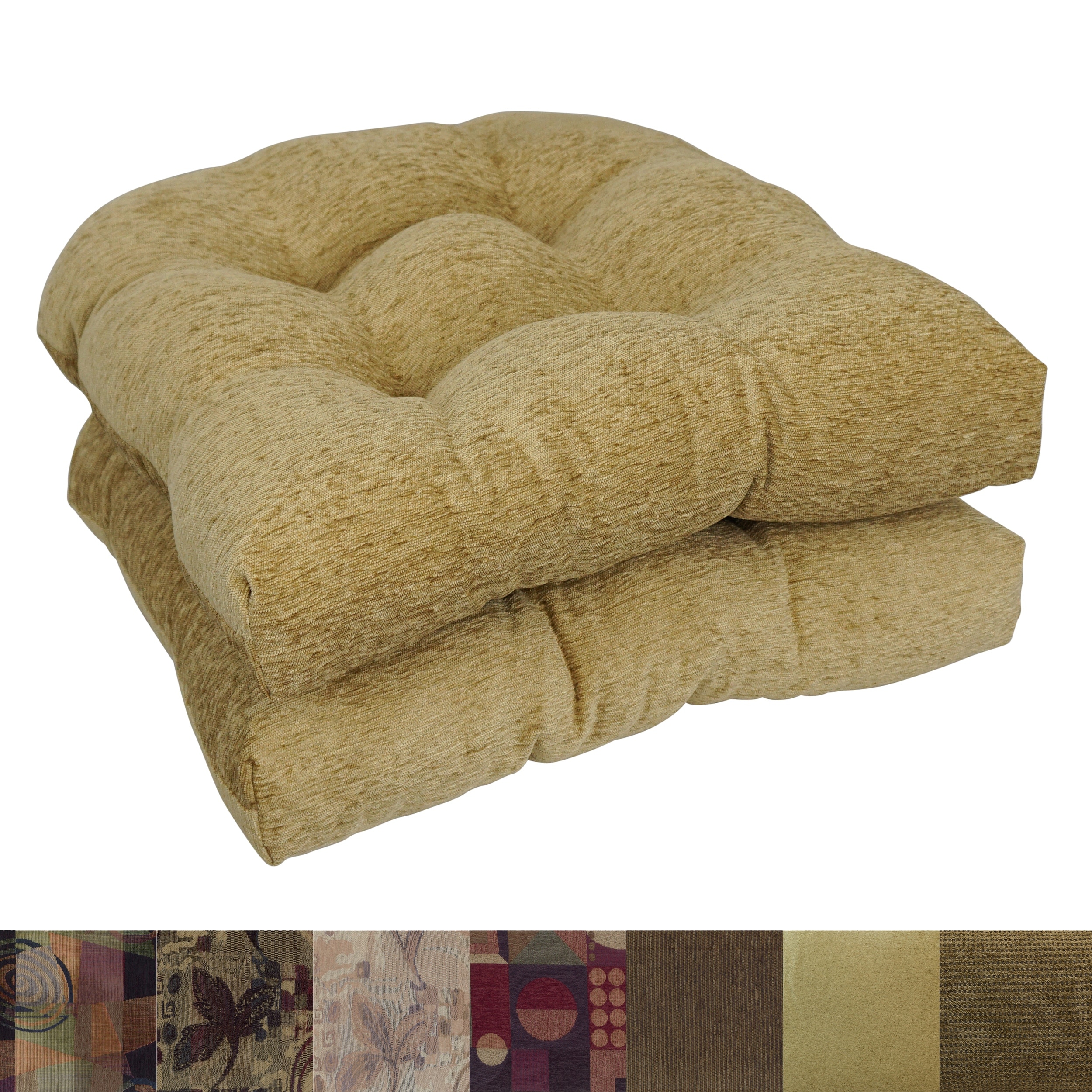 19-inch Rounded Back Jacquard Chenille Chair Cushion - 19 x 19
