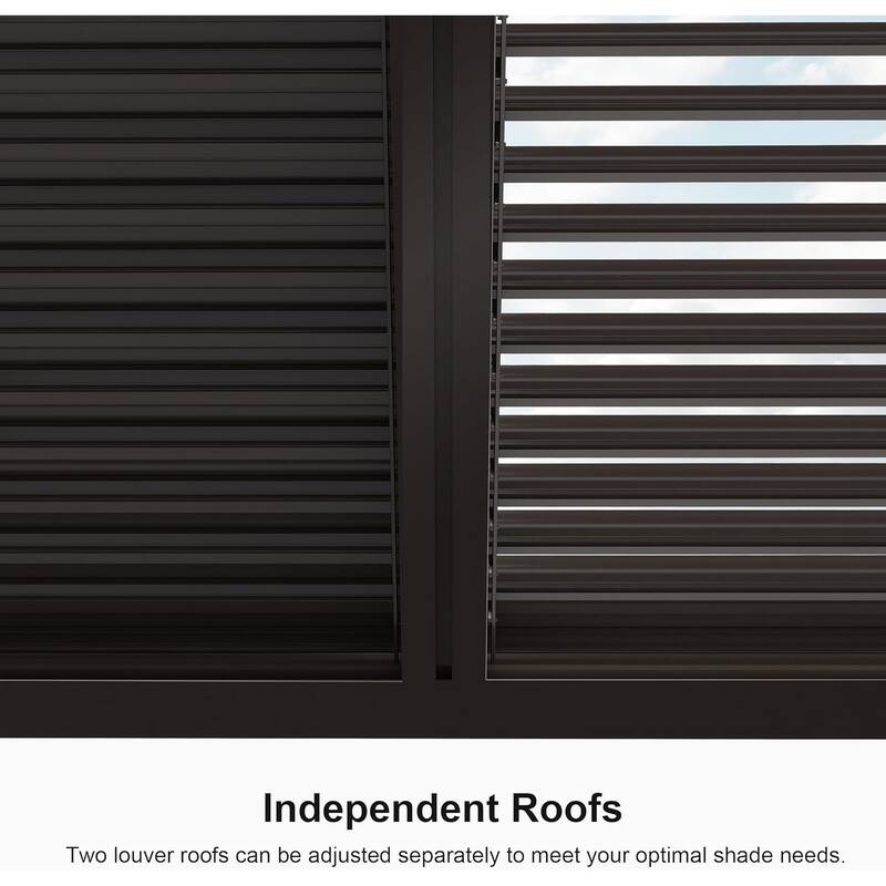 PURPLE LEAF Bronze Louvered Pergola with Adjustable Roof for Deck Backyard Garden Hardtop Gazebo
