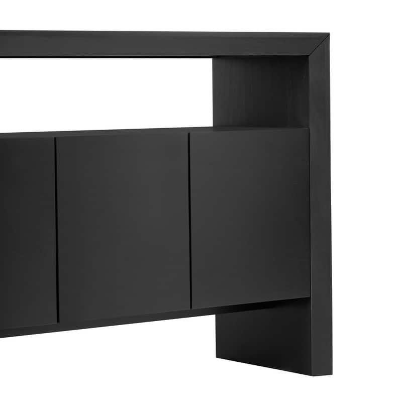Modern Solid Wood Veneer Sideboard with Open Shelf for Stylish Home Storage Solutions