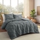 preview thumbnail 18 of 31, 3 Piece Reversible Pintuck Pinch Pleat Comforter Set, Bedding Set for All Season Twin - Charcoal Gray