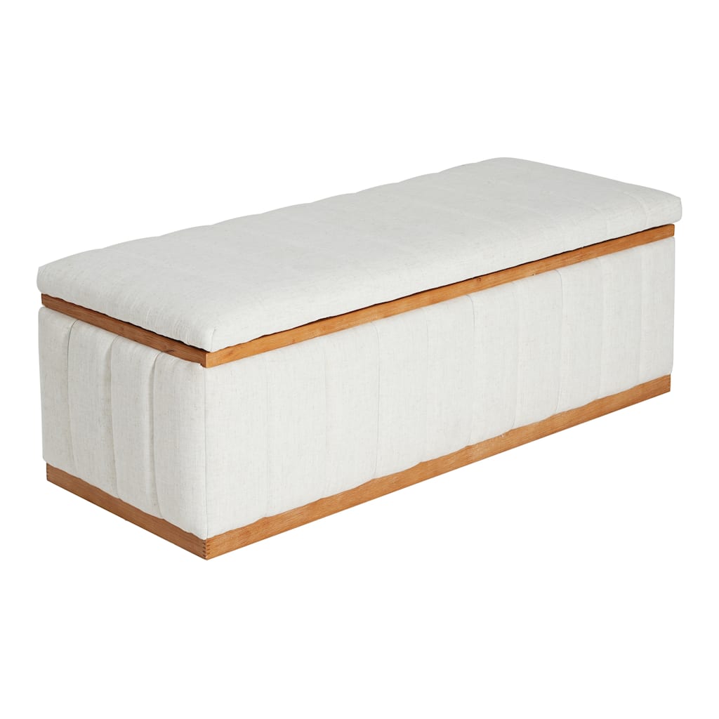 Christopher Knight Home - Beige Performance Fabric Upholstered Storage Bench with Solid Wood Frame