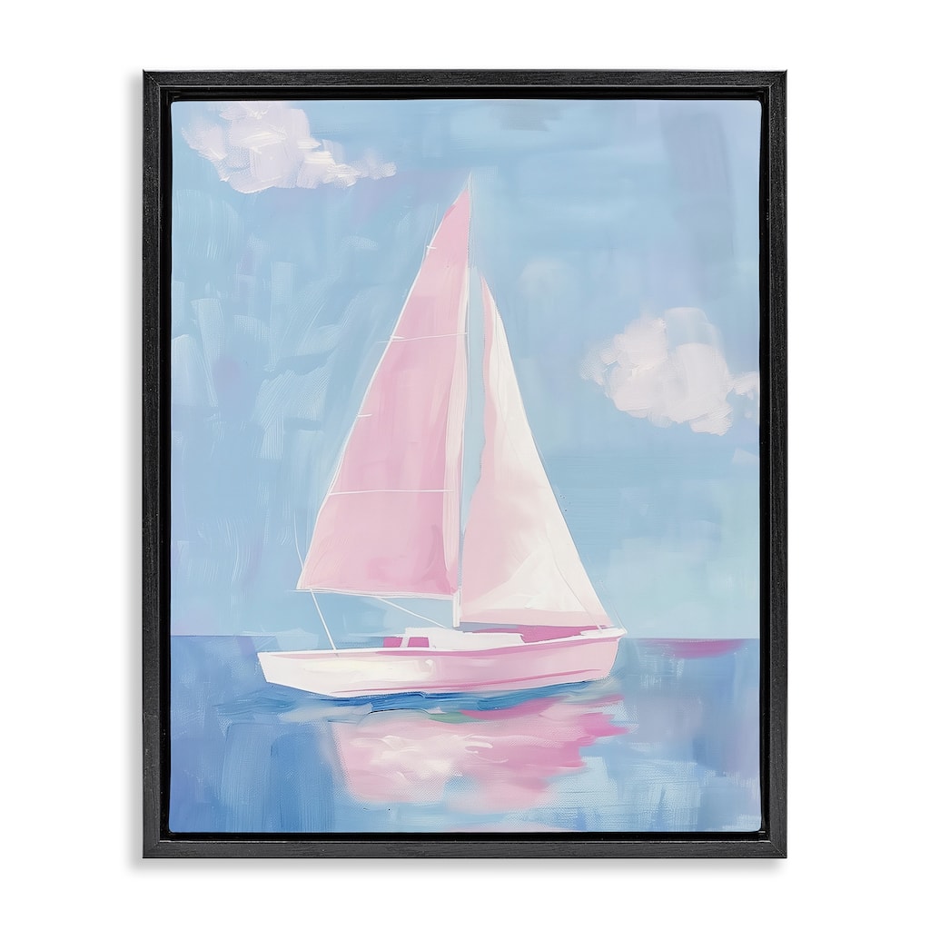 Stupell Muted Pink Sailboat Framed Floater Canvas Wall Art Design By Arlington Prints