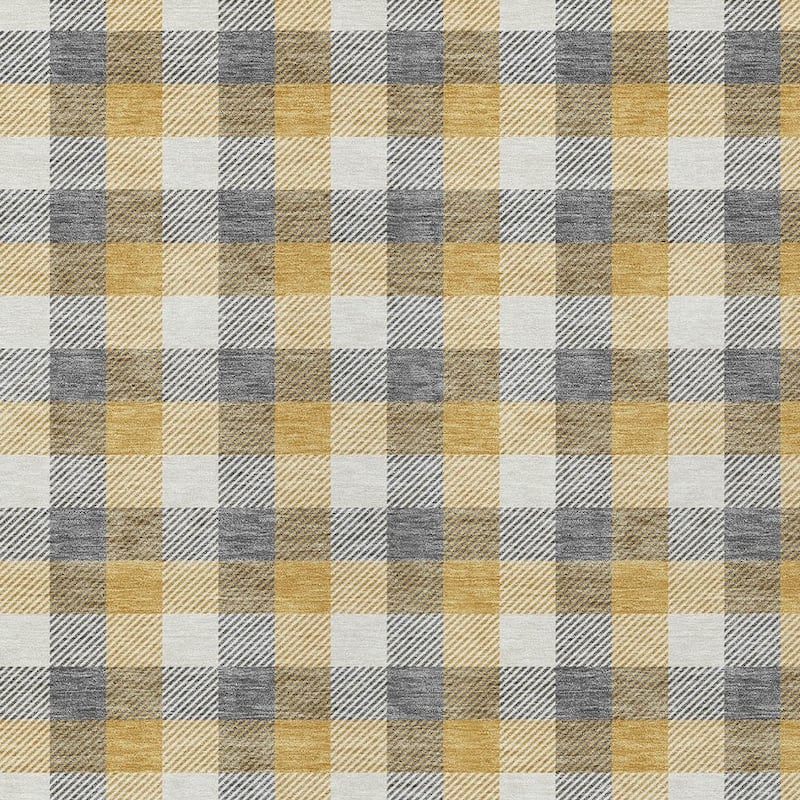 HomeRoots Plaid Transitional Rectangle Outdoor Rug
