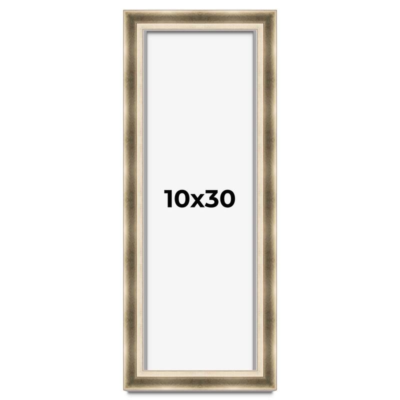 10x30 Shadow Box Frame Silver | 1.75 inches Deep Real Wood Traditional