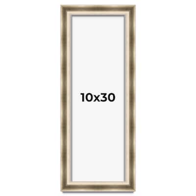 10x30 Shadow Box Frame Silver | 1.75 inches Deep Real Wood Traditional