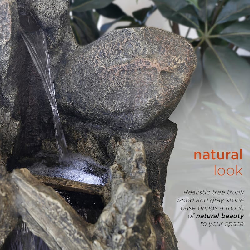 Alpine Corporation WIN1170 Outdoor Floor Calming Buddha Statue Waterfall Fountain with Realistic Stone Look, 53", Gray