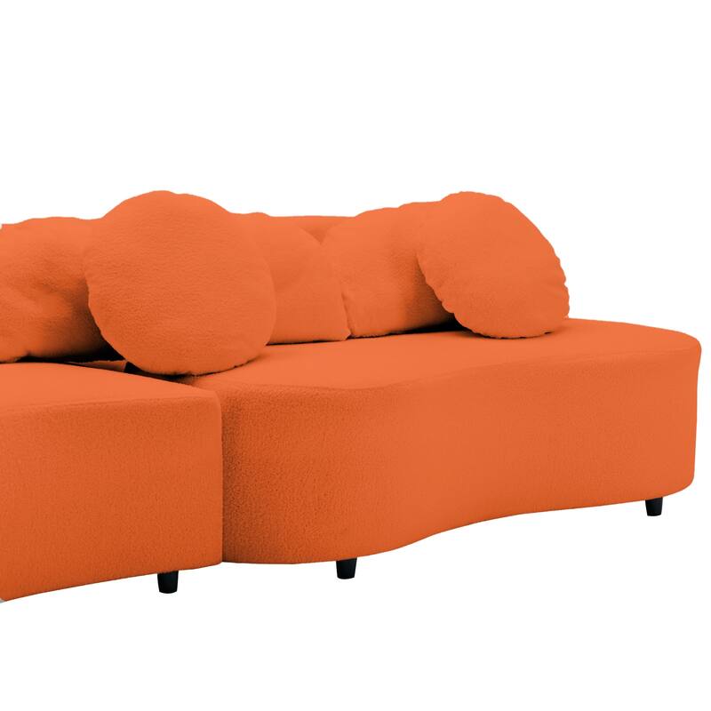 103.5" Lamb Velvet Armless Sofa with 6 Pillows and Floating Design