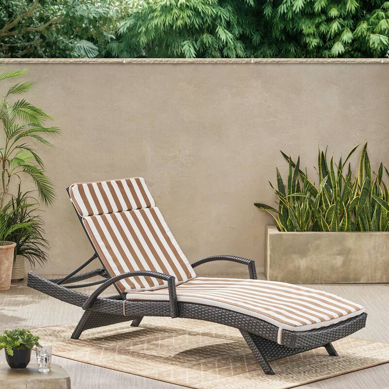 Salem Outdoor Chaise Lounge Cushion by Christopher Knight Home - Brown/White Stripe