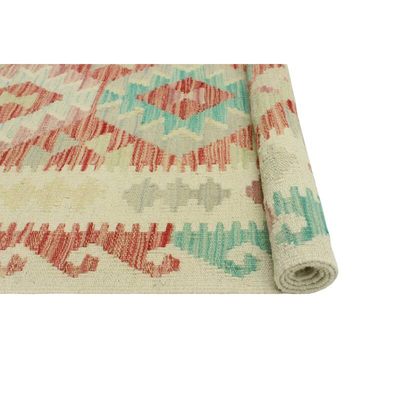 Sun Faded Flatweave Muqsit Red/Ivory Rug - 3'4" x 5'0"