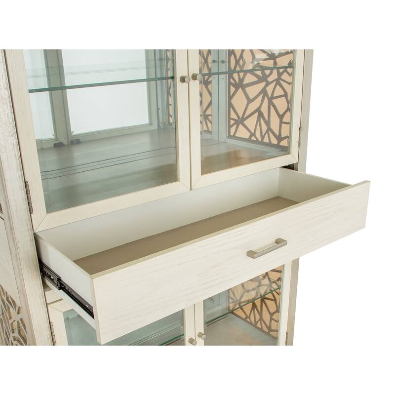 Magnussen Home Lenox Warm Silver And Acadia White Display Cabinet - 42''W x 18''D x 69.38''H