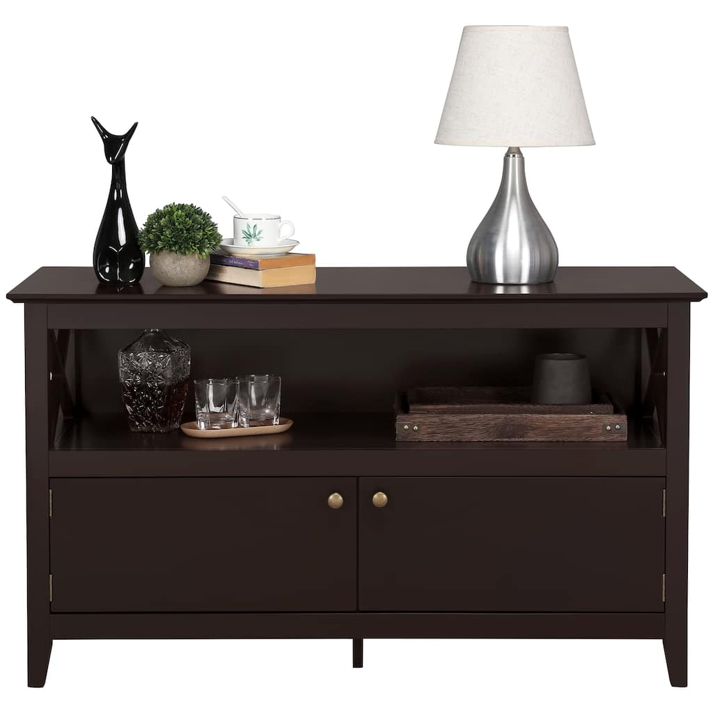 Yaheetech X Shape TV Stand Storage Universal TV Base with 2 Doors
