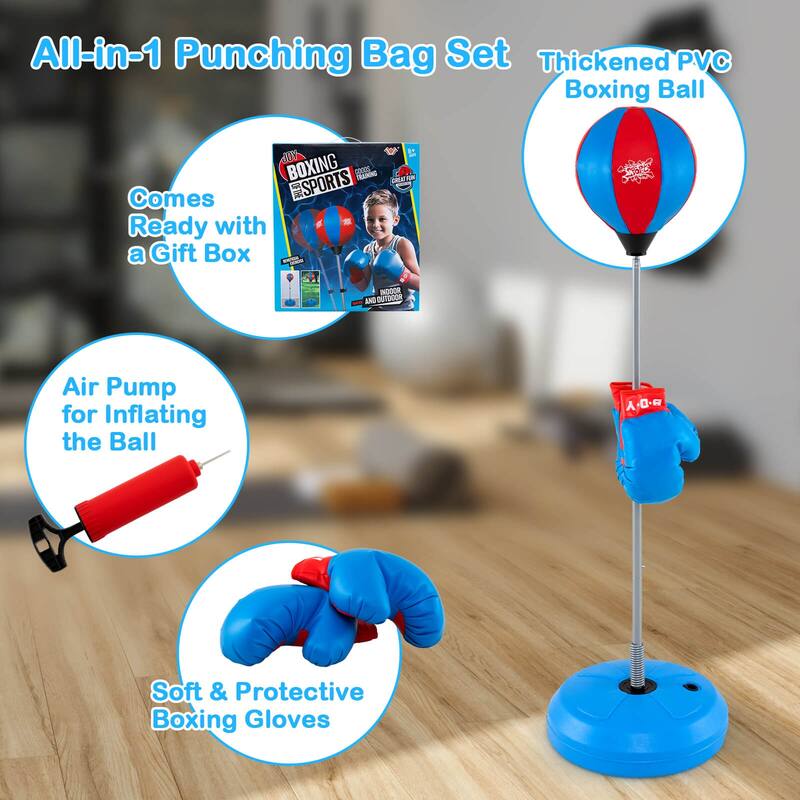 Costway Boxing Punching Bag with Height Adjustable Stand Boxing Gloves - See Details