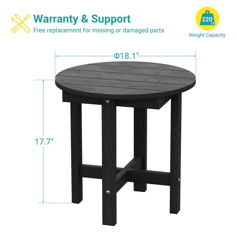 HDPE All-weather Outdoor Side Table, Easy Install Patio Table