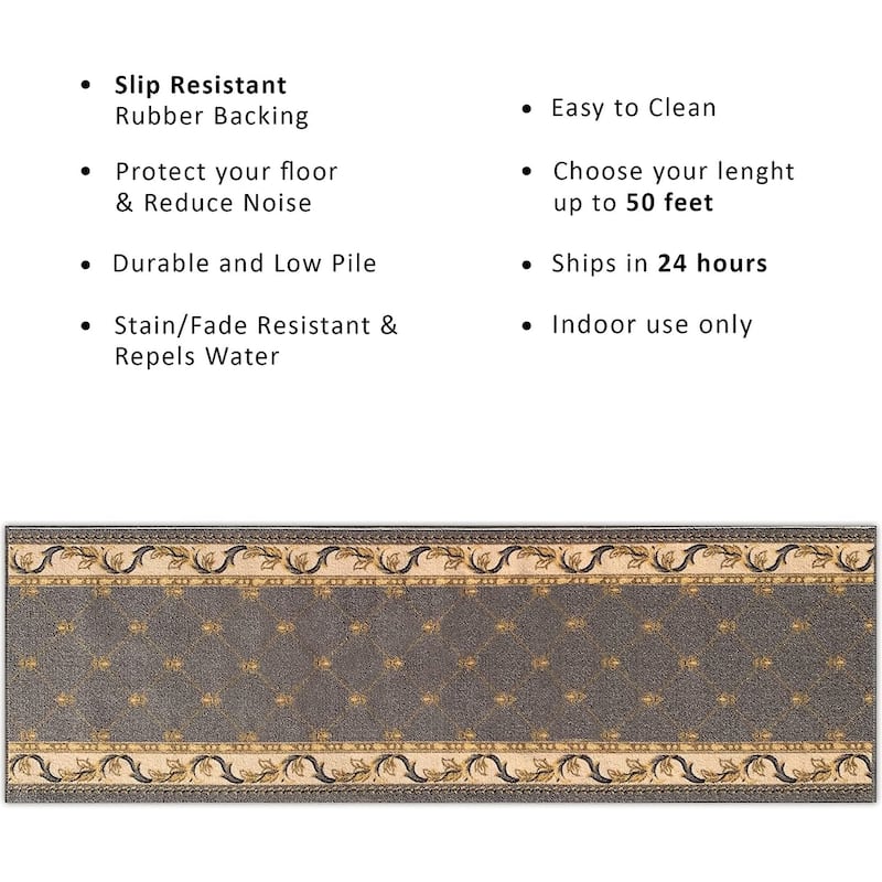 Custom Size Trellis French 26 Inch Wide Non-Slip Stair Runner Rug