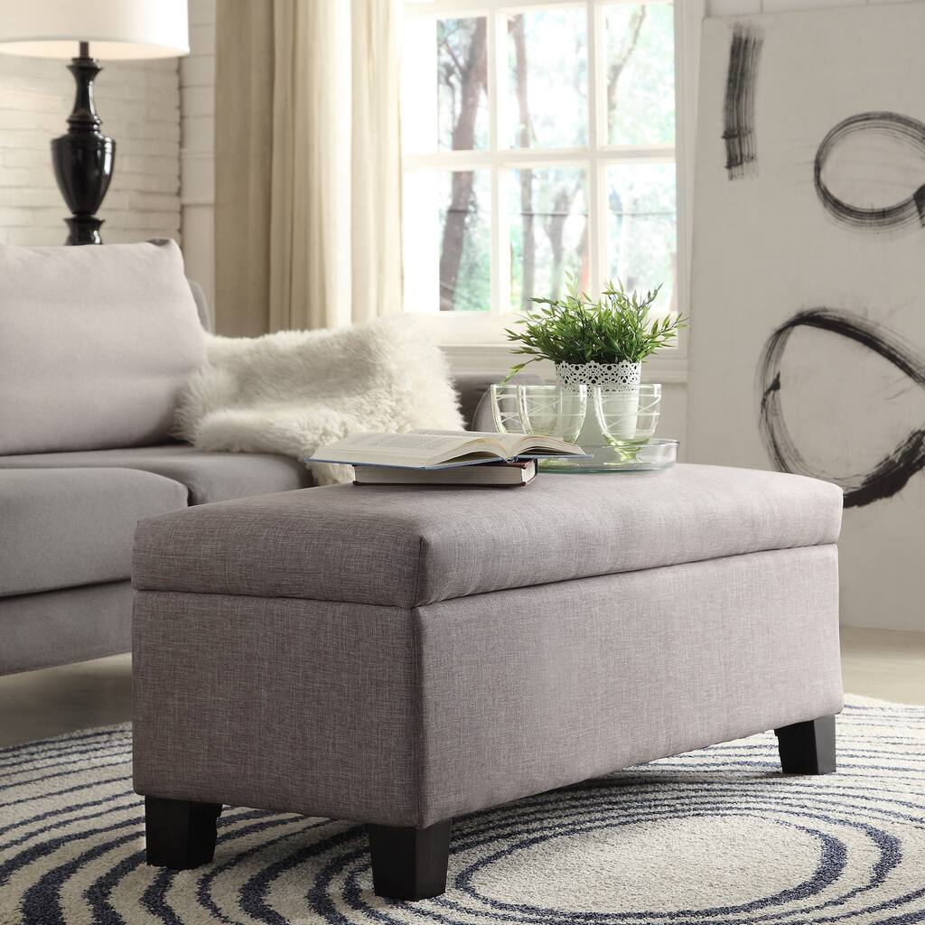 Sauganash Grey Linen Lift Top Storage Bench by iNSPIRE Q Bold