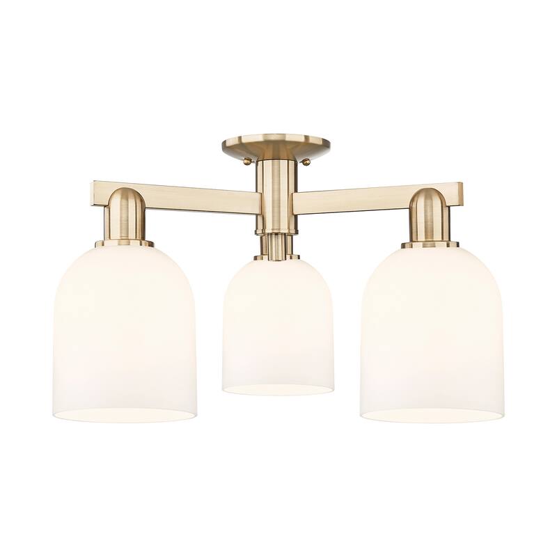 Innovations Lighting 716-3F-12-23 Bella Semi-Flush Bella 3 Light 23" - Champagne Bronze / White