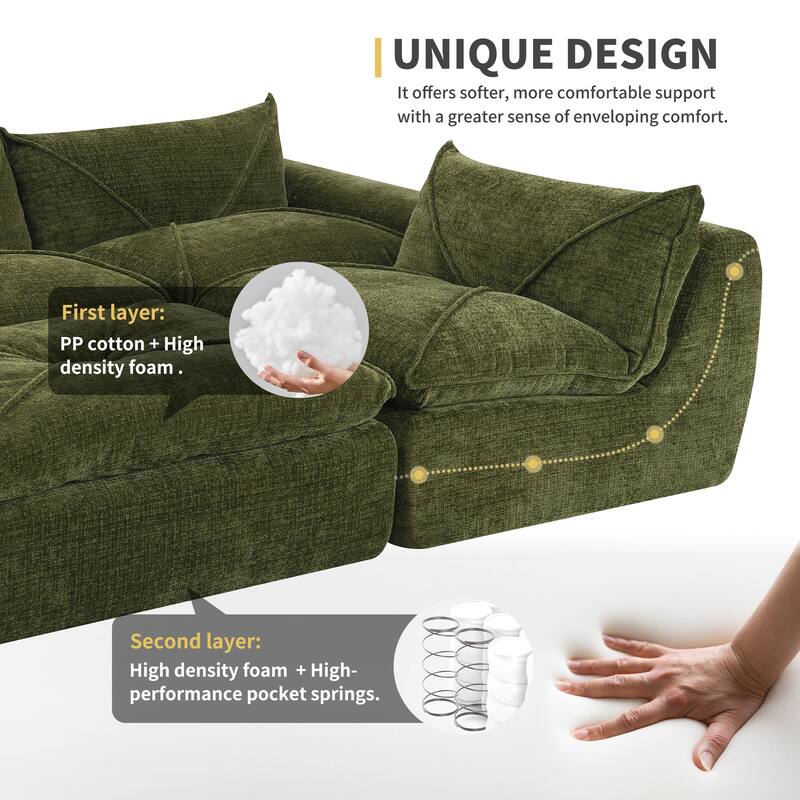 L-Shape Oversized Modular Sofa, 4 Seat Spacious Sofa