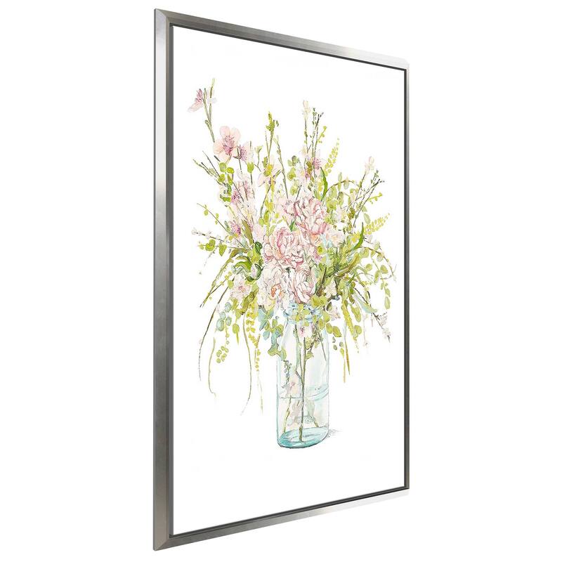 "Flowers in Glass Vase" Print on Floating Canvas