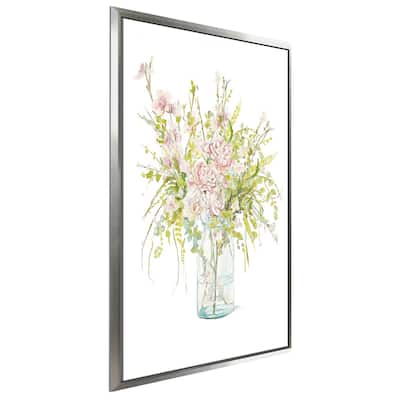 "Flowers in Glass Vase" Print on Floating Canvas