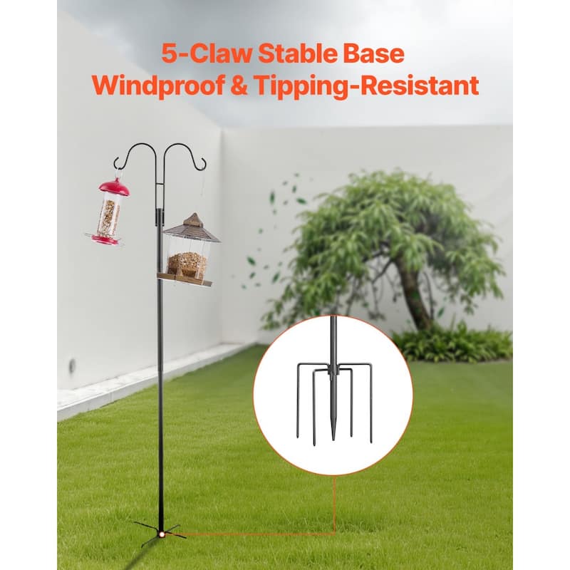 Black Bird Feeder Pole with Dual Hooks 8-Piece Set Garden Shepherd Hooks for Outdoors - 11.61” x 9.84” x 61.42”