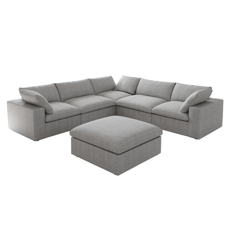 Modern V Shape Couches for Living Room, 6Seats Modular Convertible