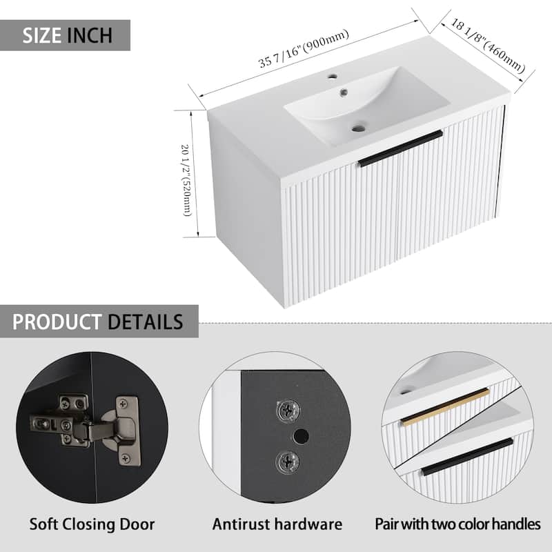 Wall Mounted Bathroom Vanity with Resin Sink